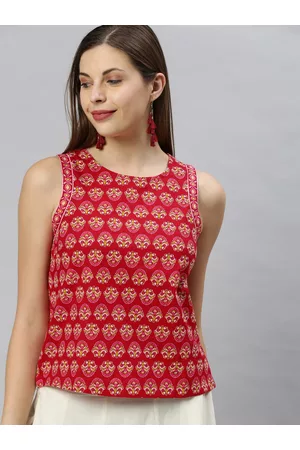 Janasya Pure Cotton Floral Print Regular Top