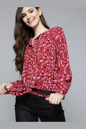 Mast & Harbour Red & Black Print Shirt Style Top