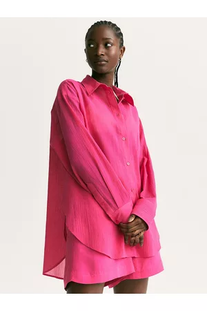 H&M Women Pink Linen-Blend Pull-On Shorts