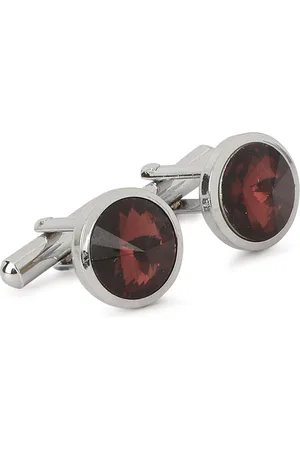Alvaro Castagnino Men Silver-Toned & Rhodium-Plated Round Cufflinks