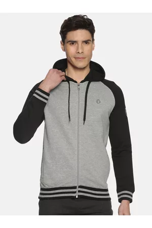 dollar Men Black & Grey Solid Hooded Sweatshirt