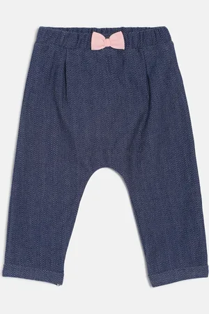 MINI KLUB Kids-Girls Navy Blue Geometric Printed Track Pants