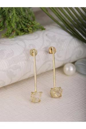 Berserk Gold-Toned Contemporary Citrine Stick Drop Earrings