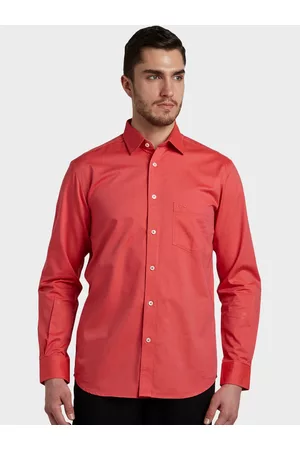ColorPlus Men Pink Tailored Fit Solid Casual Shirt