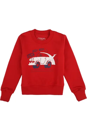 DYCA Boys Red Cotton Printed Sweatshirt