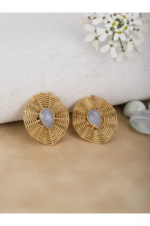 Berserk Gold-Plated & Grey Contemporary Studs Earrings