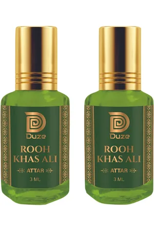 Duze Set Of 2 Natural Rooh Khas Ali Made in Kannauj Alcohol Free Attar With Roller 6ml