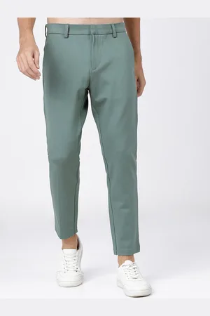 Highlander Men Teal Slim Fit Solid Chinos Trousers