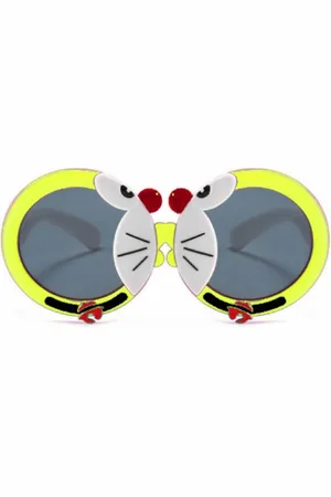 Butterthief Unisex Kids Black Lens & Yellow Round Sunglasses with UV Protected Lens