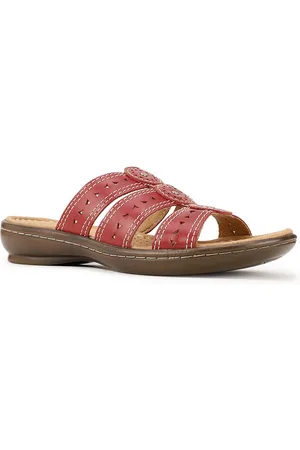 Naturalizer Women Red Leather Open Toe Flats
