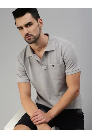ONN Men Grey Melange Polo Collar T-shirt