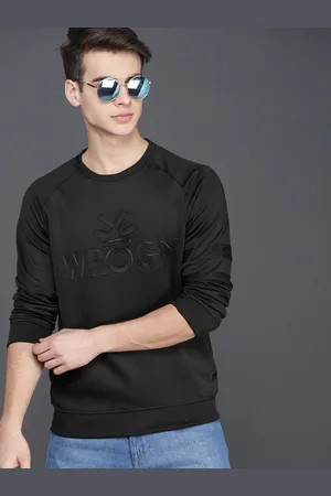 WROGN Men Black Solid Sweatshirt