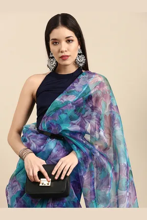 Sangria Women Floral Prined Saree with Blouse Piece