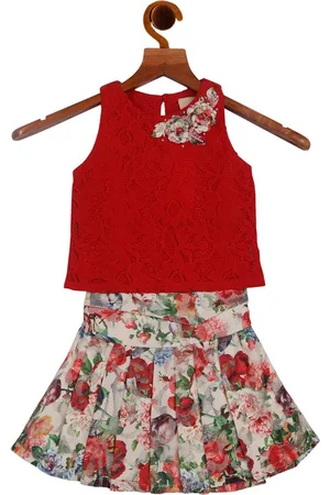 Tiny Girl Girls Red & Off White Top with Skirt