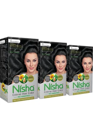 Nisha Unisex Pack of 3 Creme Hair Color 120gm each- Natural Black