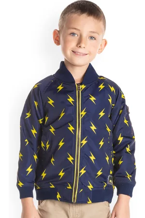Cherry Crumble Unisex Kids Blue Printed Tailored Jacket