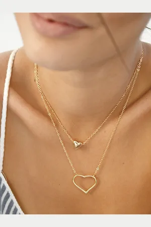 Joker & Witch Gold-Toned Alloy Double Layered Heart Necklace