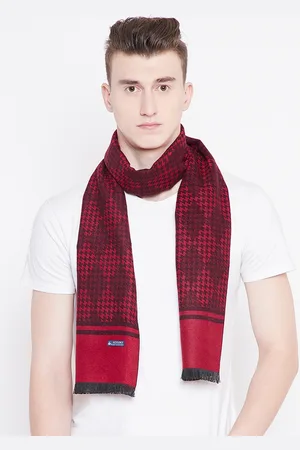 Alvaro Castagnino Men Maroon & Red Woven Design Muffler