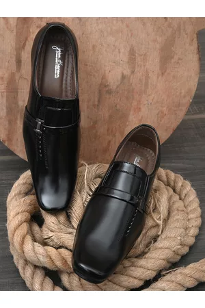 John Karsun Men Black Solid Formal Slip-On