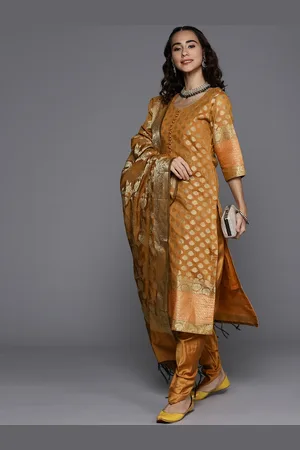 Chhabra 555 Women Mustard Yellow Regular Kurta with Dhoti Pants & With Dupatta