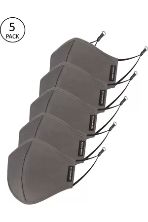FLYING BERRY Pack Of 5 Grey 3-Ply Anti-Pollution Reusable Cloth Mask