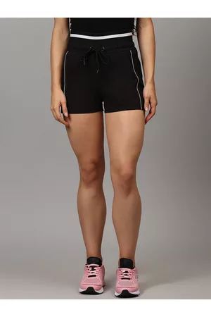 Campus Women Black Training or Gym Sports Shorts with e-Dry Technology Technology