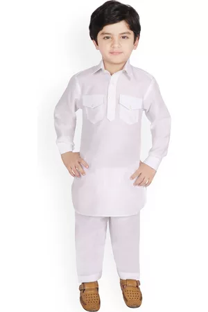 SG Boys White Solid Kurta with Pyjamas