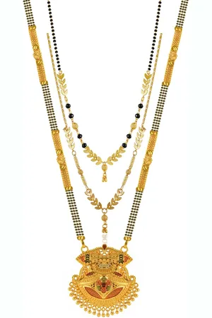 Brandsoon Set of 3 Gold-Plated Black Beaded Mangalsutras