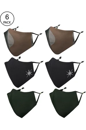 Masq Men Pack of 6 Reusable 3-Ply Adjustable Anti-Pollution Pure Cotton Cloth Masks