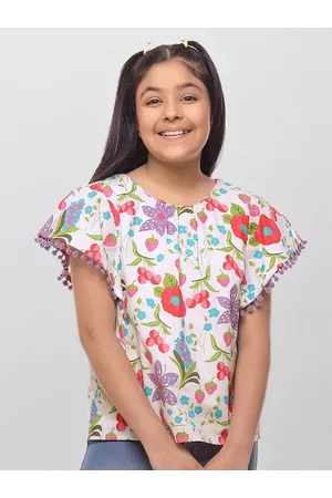 CACA CINA Off White Floral Print Top