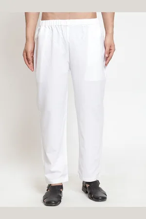 NEUDIS Men White Solid Pyjama