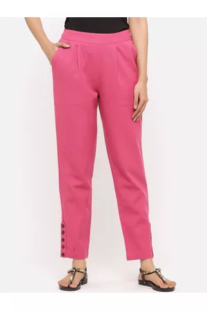 Jaipur Women Magenta Regular Fit Solid Regular Trousers