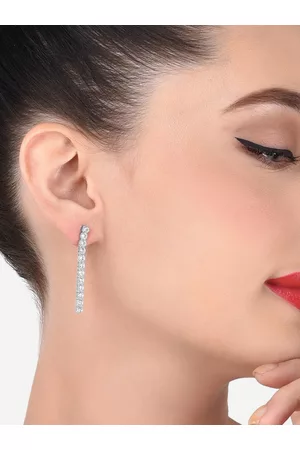 Ami Silver-Toned Contemporary Drop Earrings