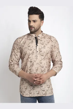 Kaifoo Men Black Printed Thread Work Kurta