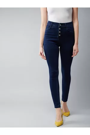 DOLCE CRUDO Women Navy Blue Super Skinny Fit High-Rise Clean Look Stretchable Jeans