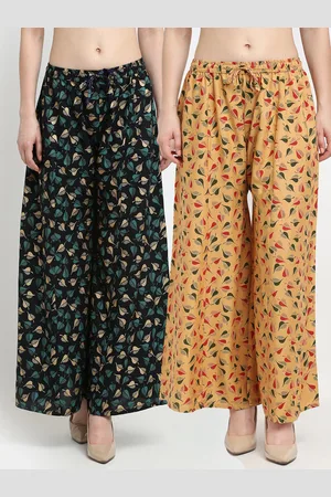 Jinfo Women Black & Beige Set Of 2 Printed Flared Ethnic Palazzos