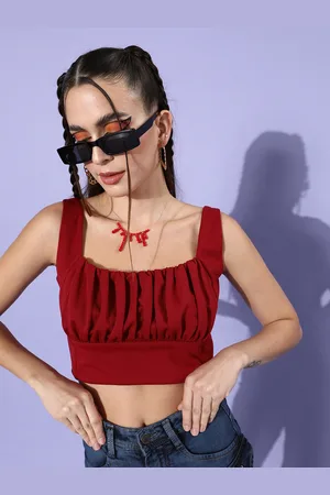 Style Quotient Women Charming Maroon Solid Bustier Top