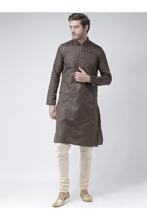 DEYANN Men Black Woven Design Straight Kurta
