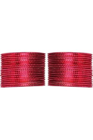 Arendelle Girls Set Of 36 Pink Shinning Metal Bangles