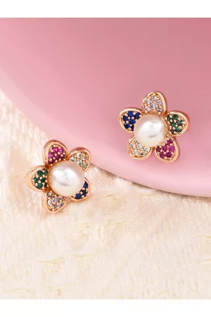 Ami Rose Gold-Plated & Pink Floral Studs