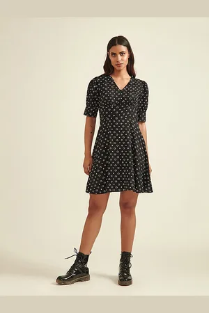 COVER STORY Women Black Printed A-Line Dress