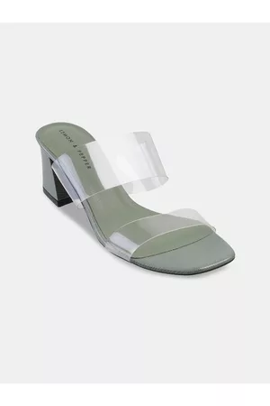 LEMON & PEPPER Green & Transparent Block Heels