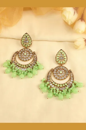 AccessHer Green Circular Chandbalis Earrings