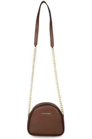 Bagsy Malone Brown Solid PU Half Moon Sling Bag