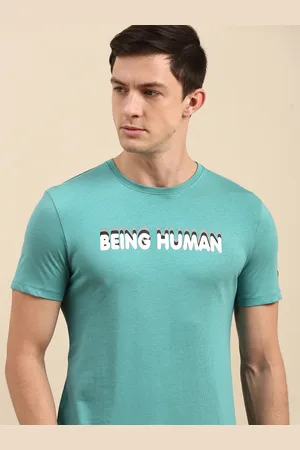 Being Human Men Blue Brand Logo Printed T-shirt