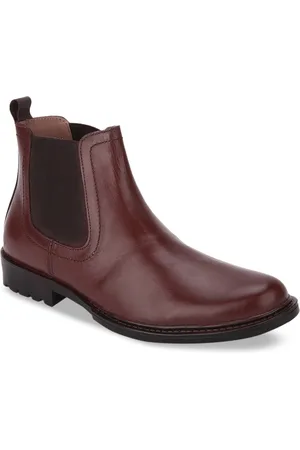 LOUIS STITCH Men Brown Solid Leather High-Top Flat Boots