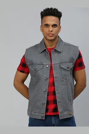 URBANO Men Washed Regular Fit Gilet Denim Jacket