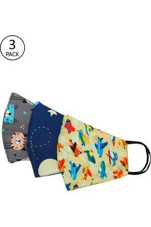 Tossido Kids Pack of 3 Pcs Multicoloured Reusable 3-Ply Protective Outdoor Masks
