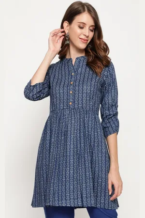 Antaran Women Blue Geometric Printed Kurta