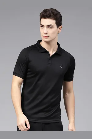 HRX Men Black Advanced Rapid Dry Raglan Polo Collar T-shirt